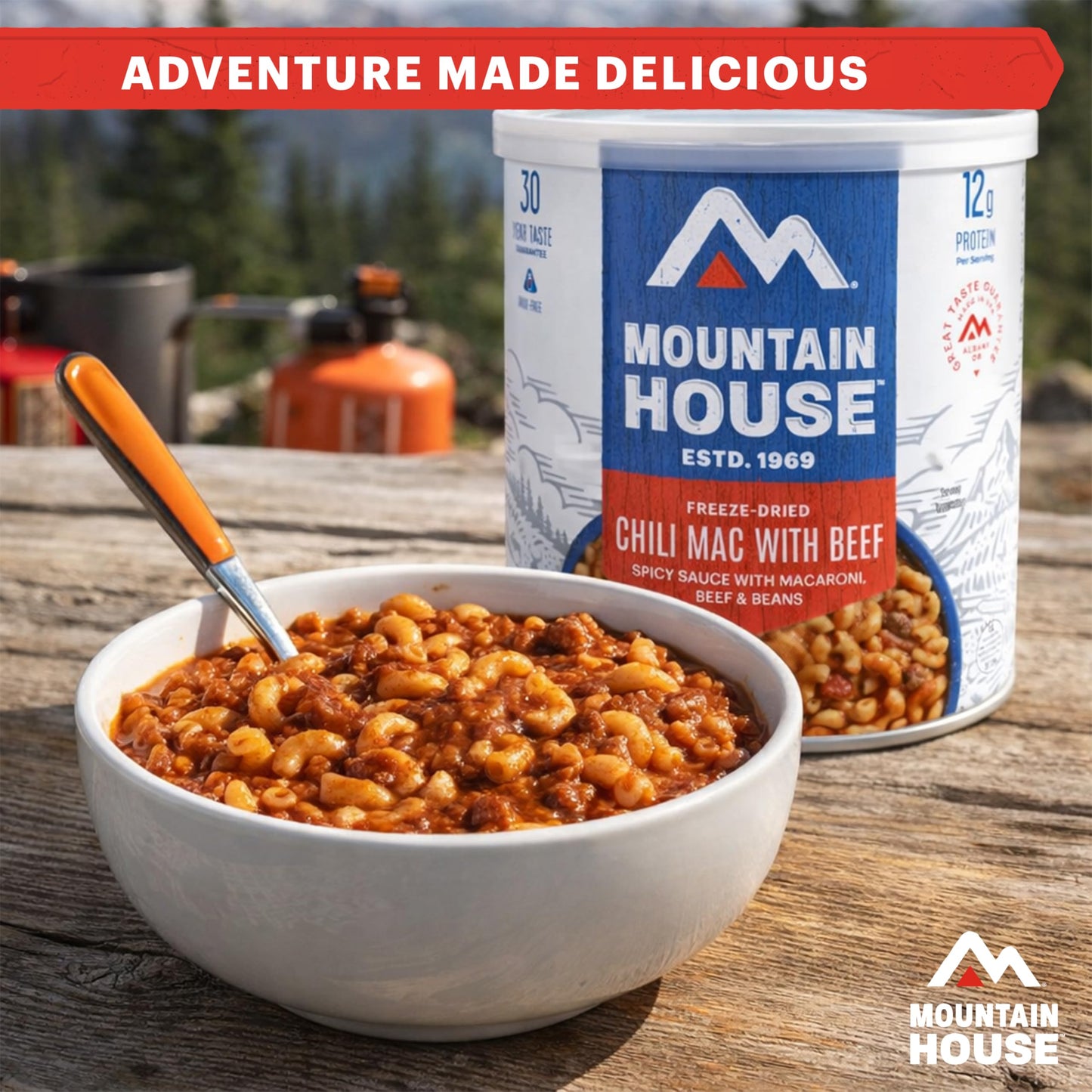 Mountain House Chili Mac with Beef & Freeze-Dried Food for Camping, 10 Servings, 30-Year Shelf-Life