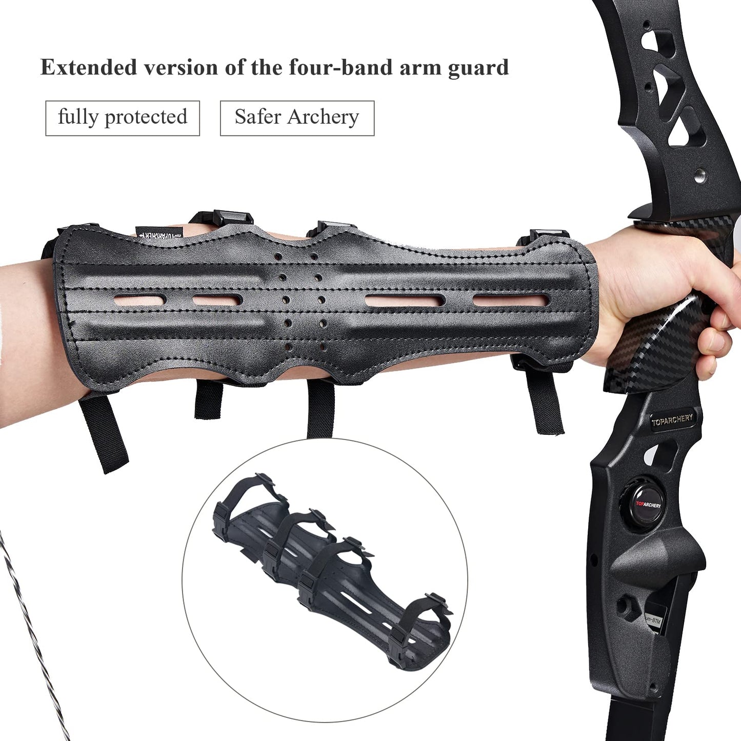 Toparchery 12" Ultra Light Weight Leather Arm Guard Adjustable 4 Strap for Archery 1pk