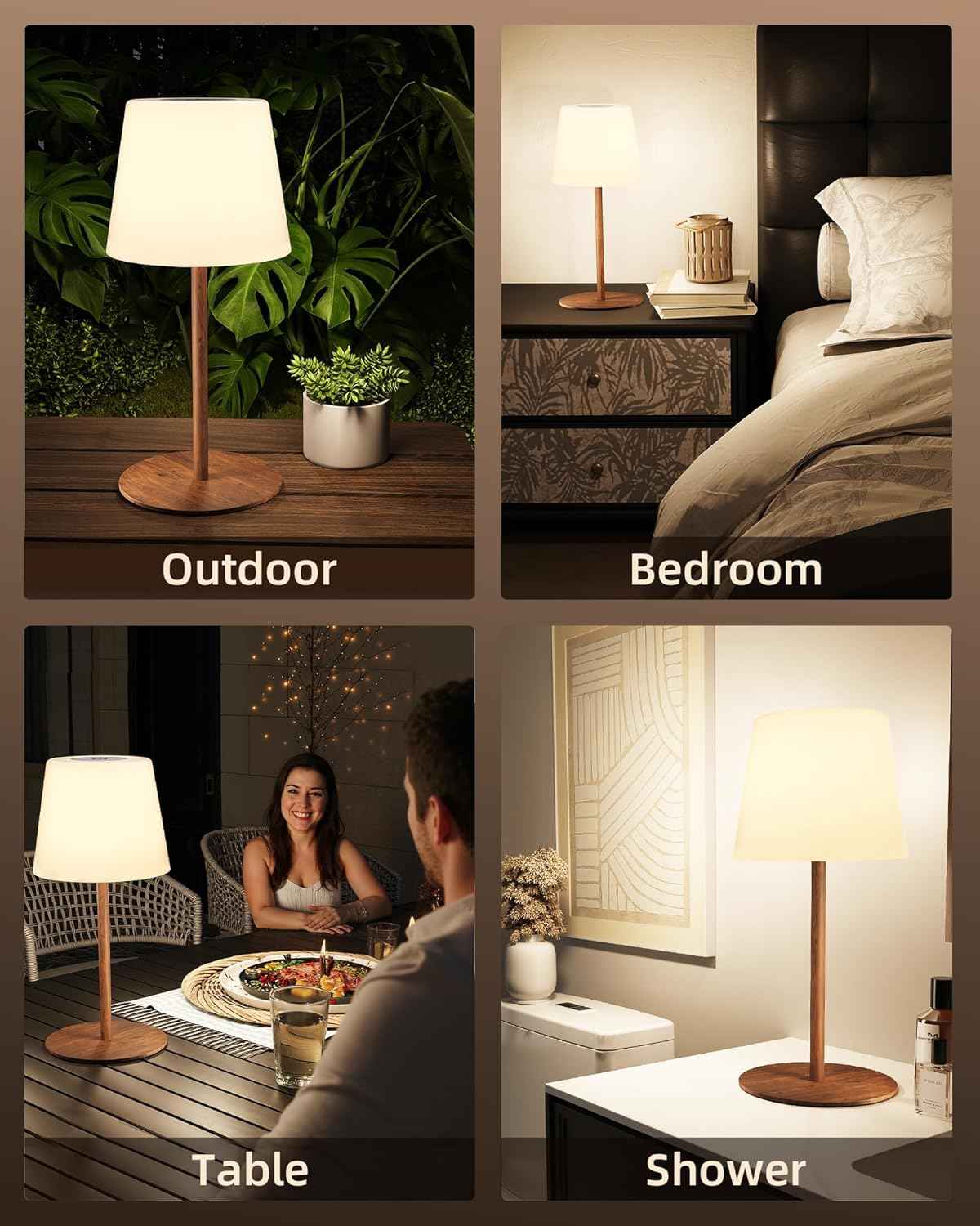 EZVALO Waterproof Cordless Table Lamp - Dimmable LED Night Light for Outdoor & Indoor Use