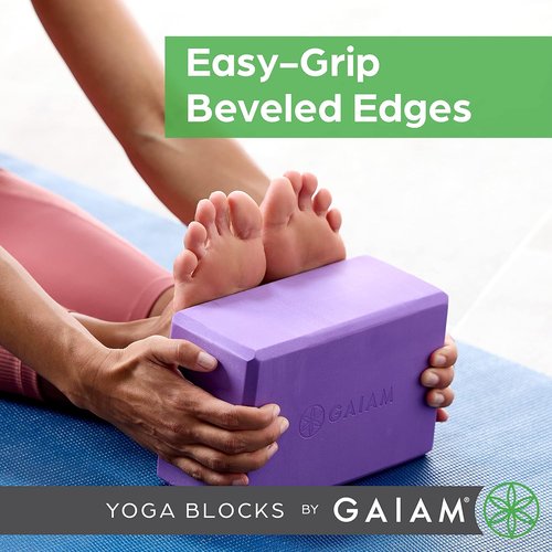 Gaiam Yoga Block - Supportive Latex-Free EVA Foam - Soft Non-Slip Surface & Beveled Edges