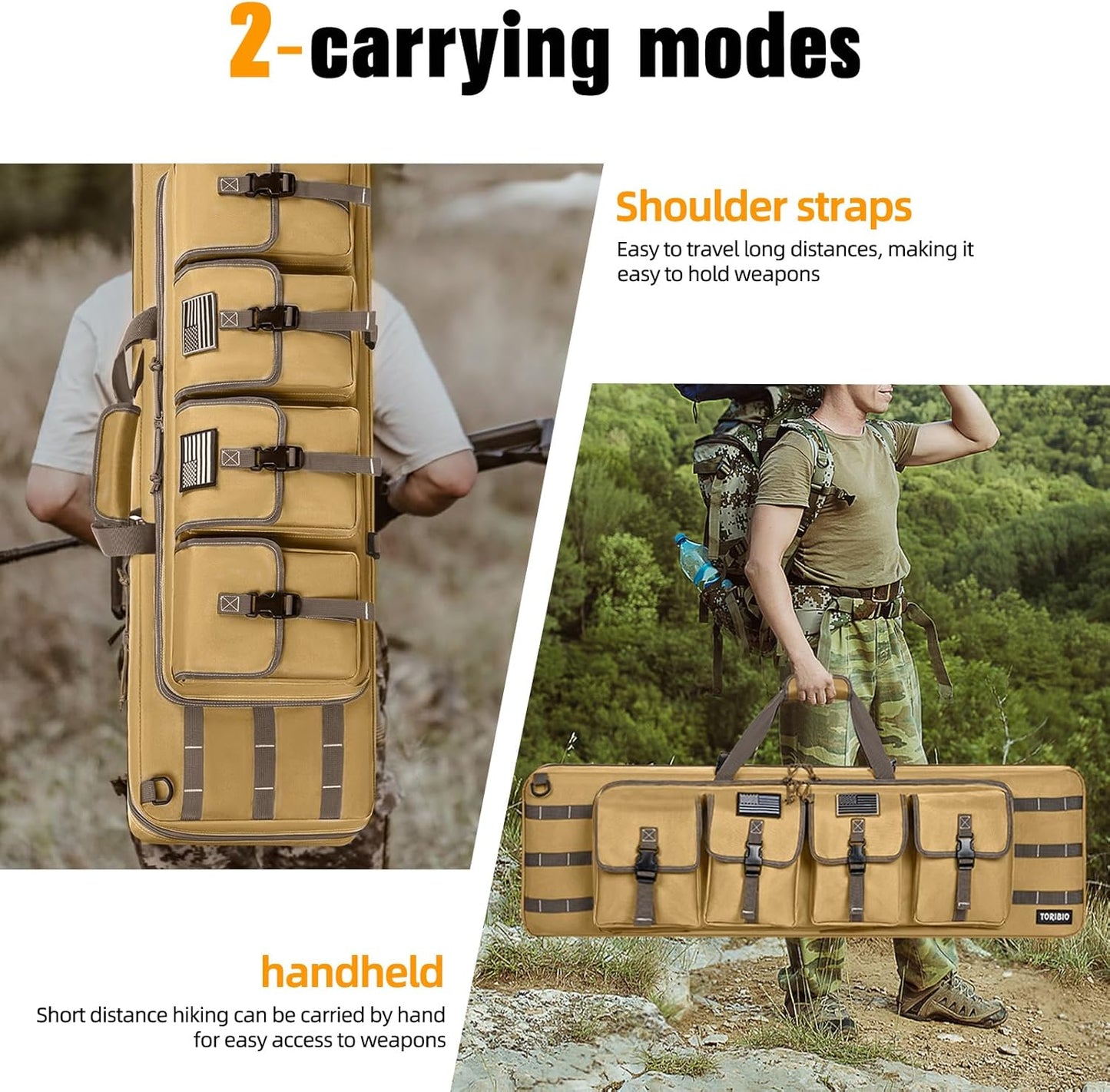 TORIBIO Double Rifle Case - Tactical Soft Bag for Firearm Storage & Transport | Fits 32" to 55" Rifles