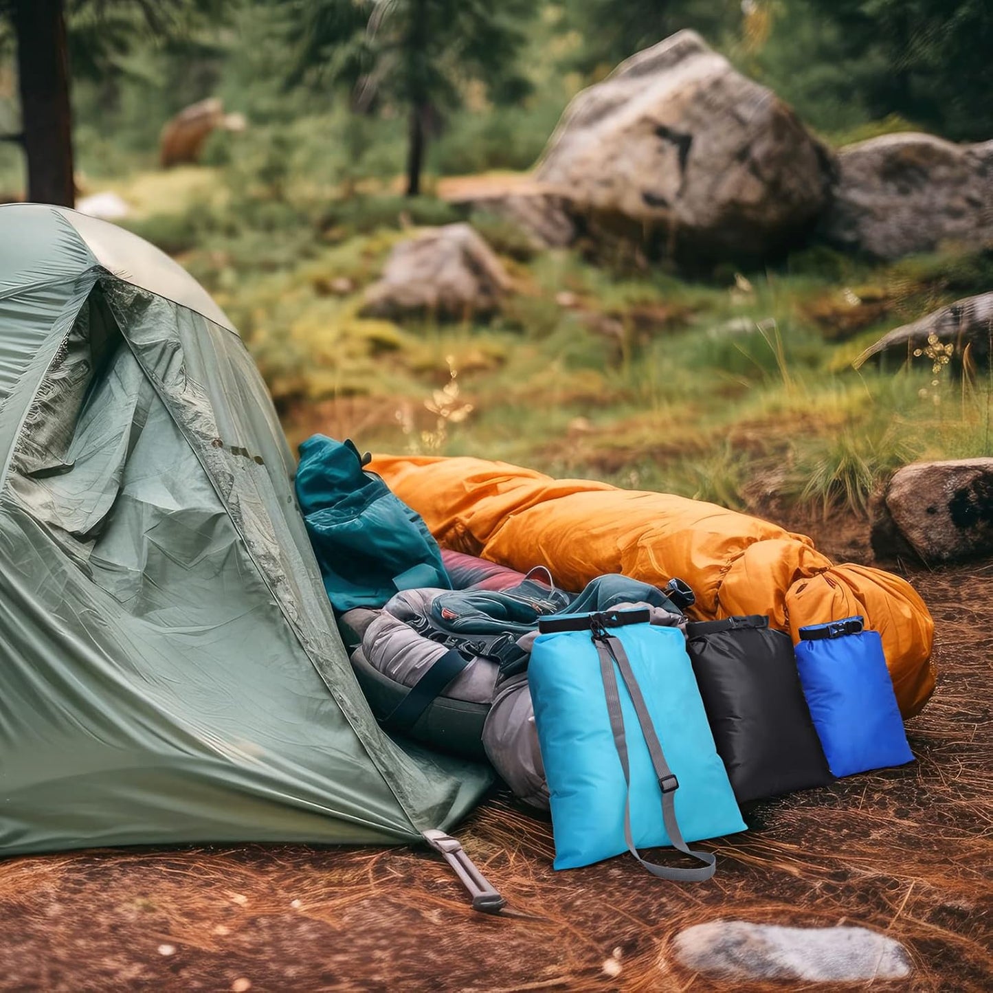 Shappy Waterproof Dry Bags - Lightweight Outdoor Stuff Sacks with Adjustable Strap | 6/12 Pcs, 2-15L Sizes