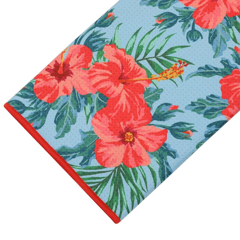 SHABIER Golf Towel with Hibiscus Design Golf Microfiber Waffle Pattern Golf Towel