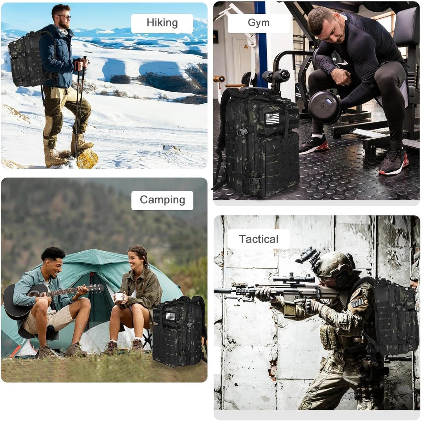 WOLT Military Tactical Backpack - 45L Molle Assault Pack for Men | Heavy-Duty Rucksack in Camouflage Black