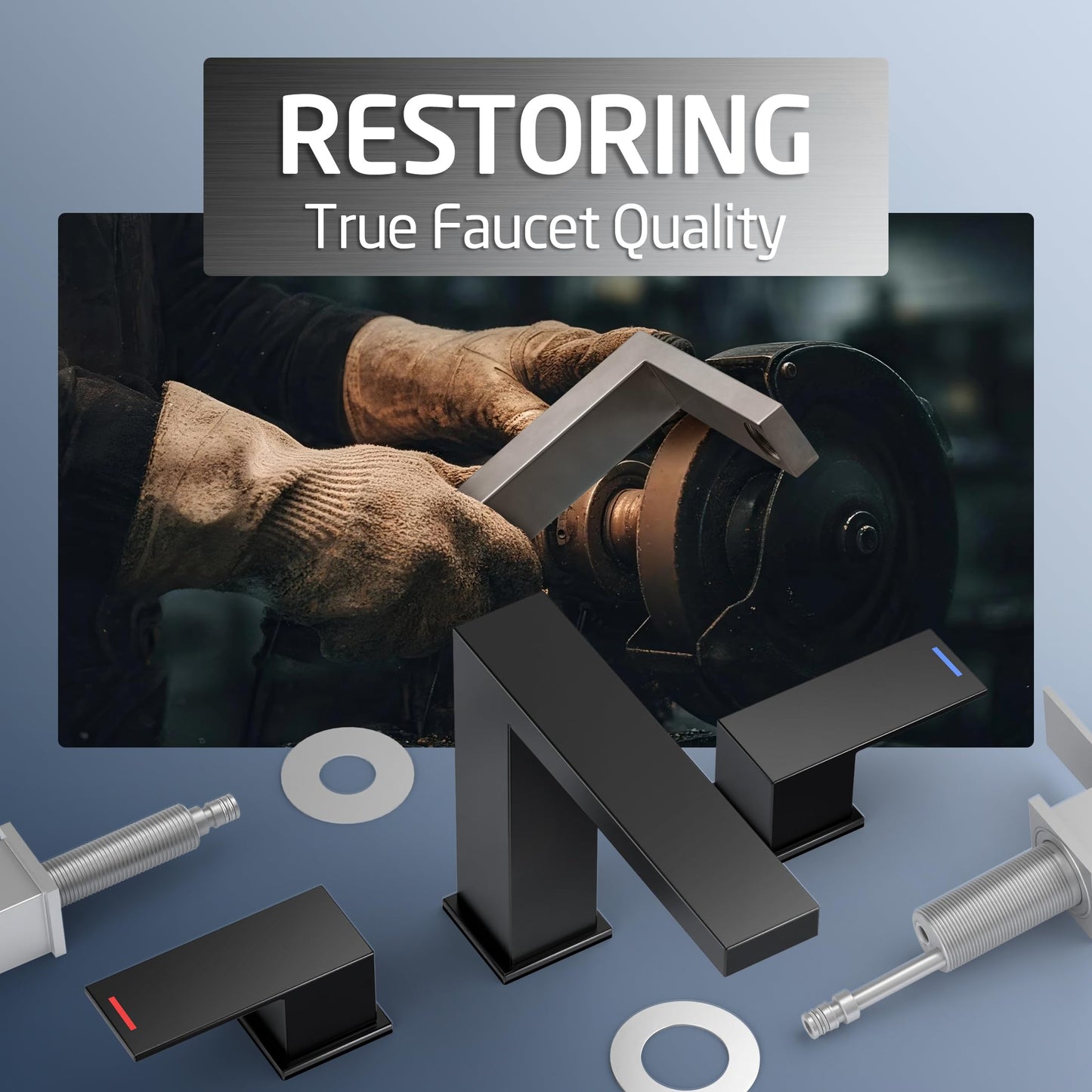 KES All Metal Black Bathroom Faucets 8 Inch, Widespread Bathroom Sink Faucet, 3 Hole Vanity Faucet with Supply Hoses, SUS 304 Stainless Steel Matte Black, L4350LFF12-BK