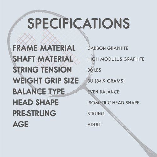 YONEX Muscle Power 29 Carbon Graphite Strung Badminton Racket with Full Racket Cover (Black/White) | for Intermediate Players | 85 Grams | Maximum String Tension - 30lbs