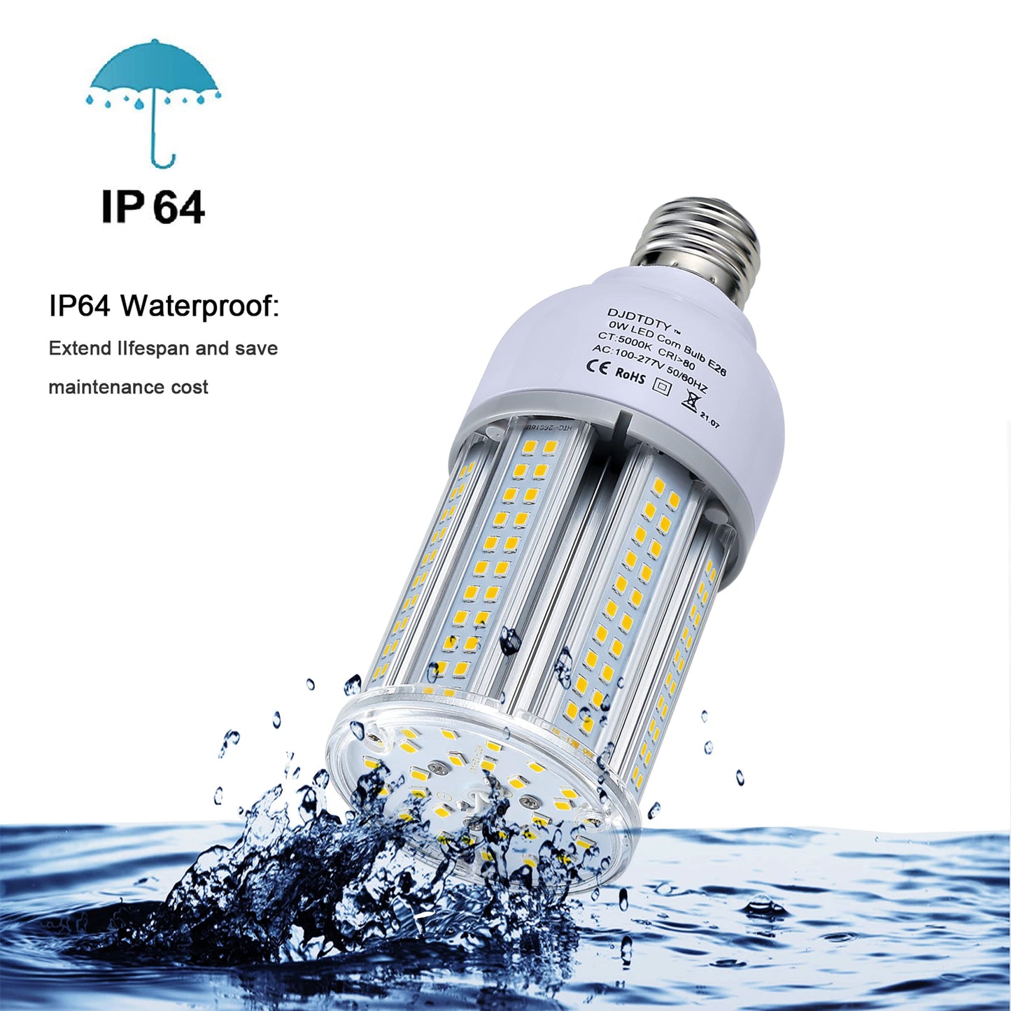 DJDTDTY 32WLED Corn Bulb, E26 Base with E27 Adapter, 5000K 5000LM LED Light Bulb for Garage Warehouse Workshop Barn (32Watts)