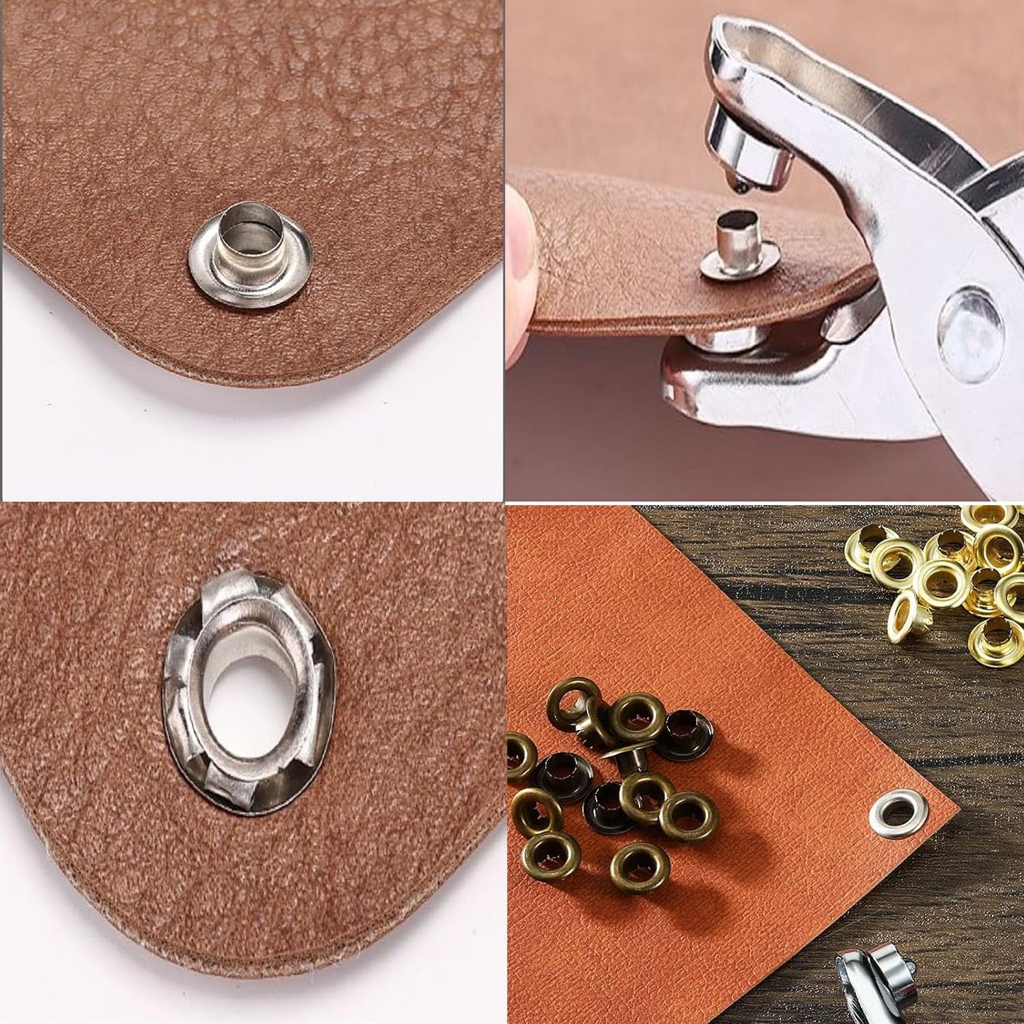 1003Pcs Grommet Tool Kit, 1/4 Inch 6mm(Inside) Grommet Eyelet Pliers Kit with 1000 Metal Eyelets with Washers for Fabric, Leather, Belt, Shoes, Clothes