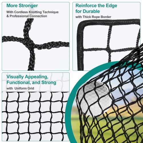 Yardnet Golf Net for Backyard Driving Outdoor Indoor Sports Netting 10 x 10 Ft/15Ft/20 Ft/25 Ft/ 15 x 15 Ft/20 Ft Heavy Duty Net for Baseball Soccer Hockey Practice Impact Screen (10x25 ft)