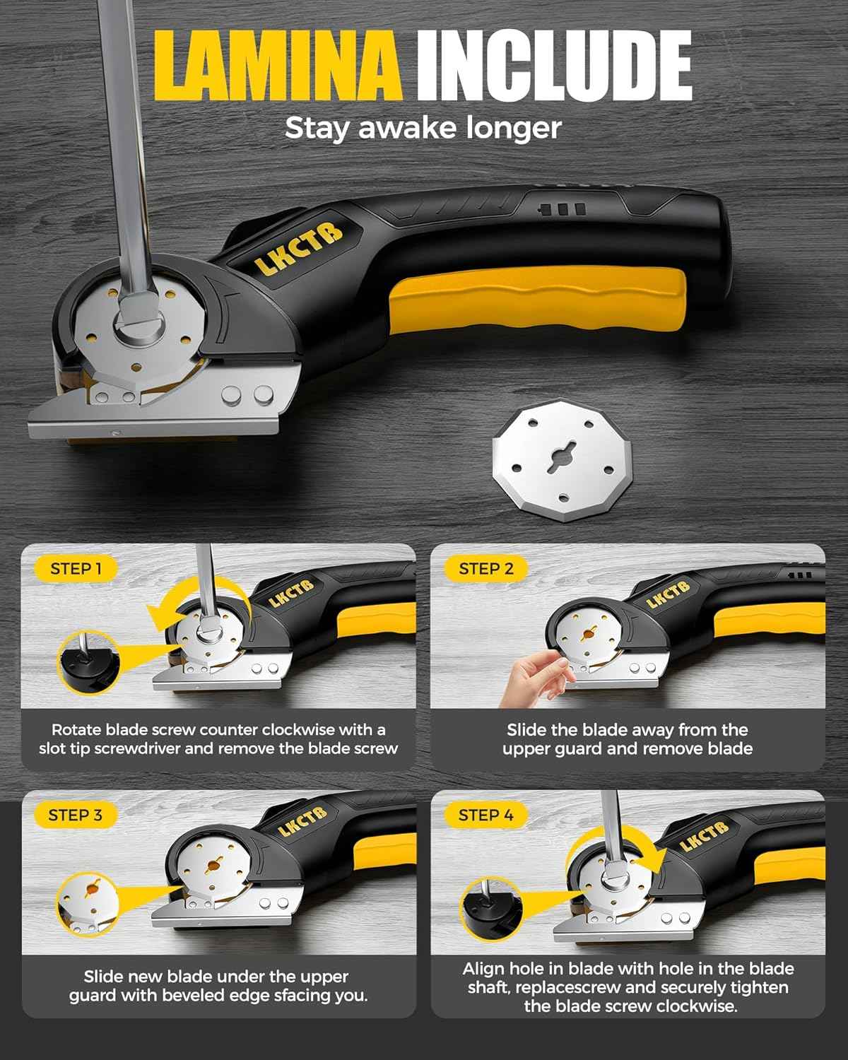 Rechargeable Electric Cardboard Cutter Scissors with LED Light & Tungsten Steel Blade