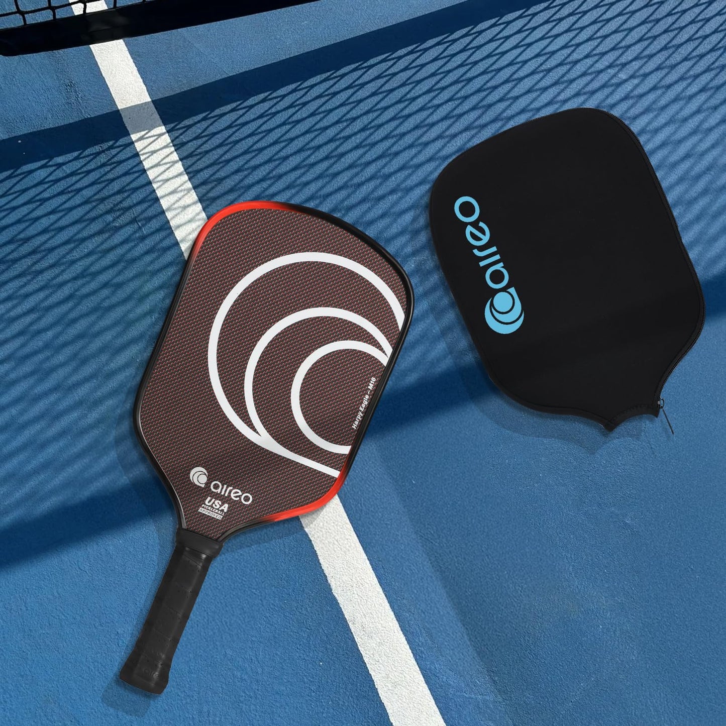 AIREO Harpy Eagle M16 Pickleball Paddle, Metallic Carbon Fiber Surface with 16MM Polypropylene Core, Elongated and Wide-Body Pickleball Paddles, USAPA Approved Pickle Ball Paddle