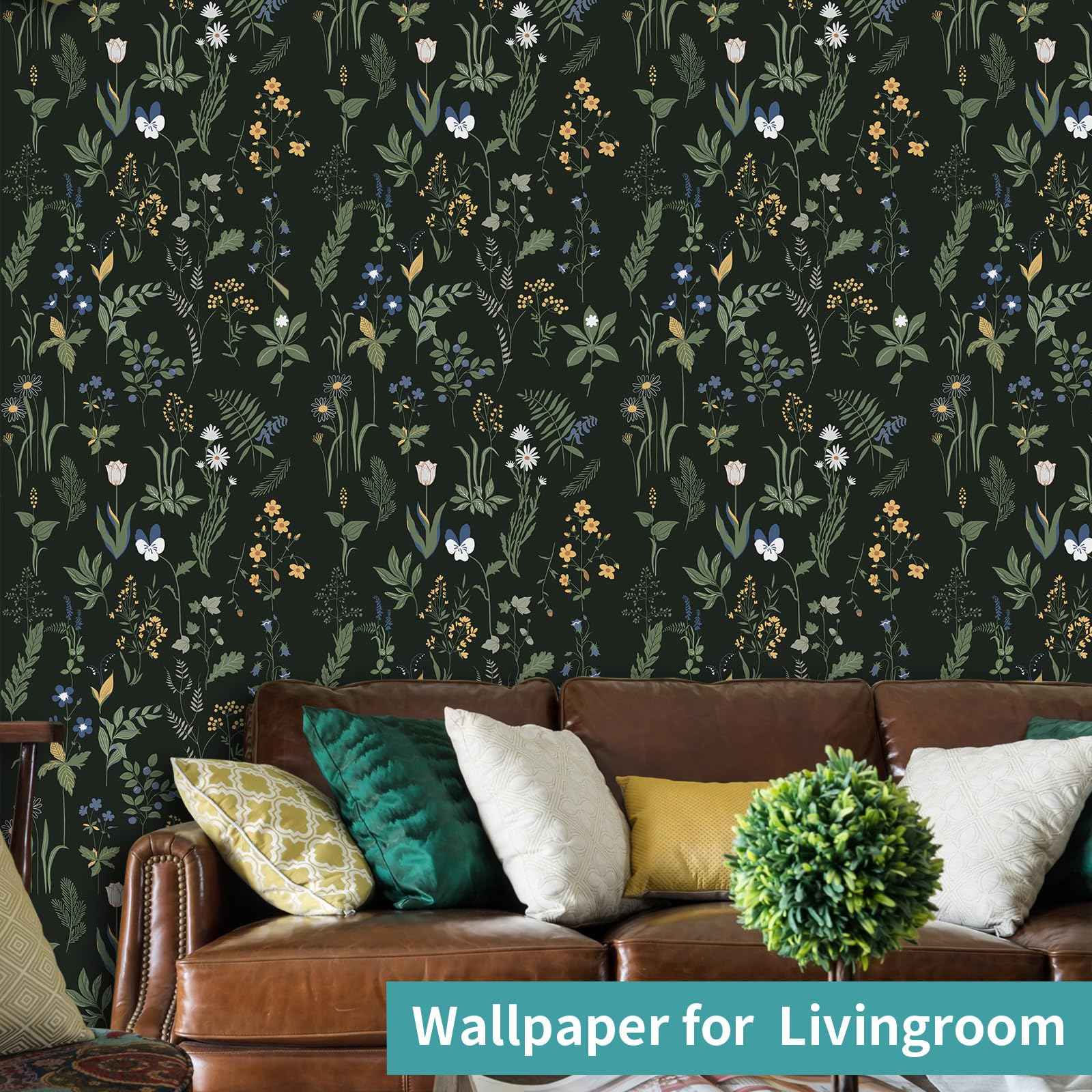 Cismmy Removable Peel and Stick Wallpaper Boho 17.5 x 393 in Floral Bedroom Bathroom Easy Peel Off Stick on Wallpaper Contact Paper Renter Friendly Wall Paper