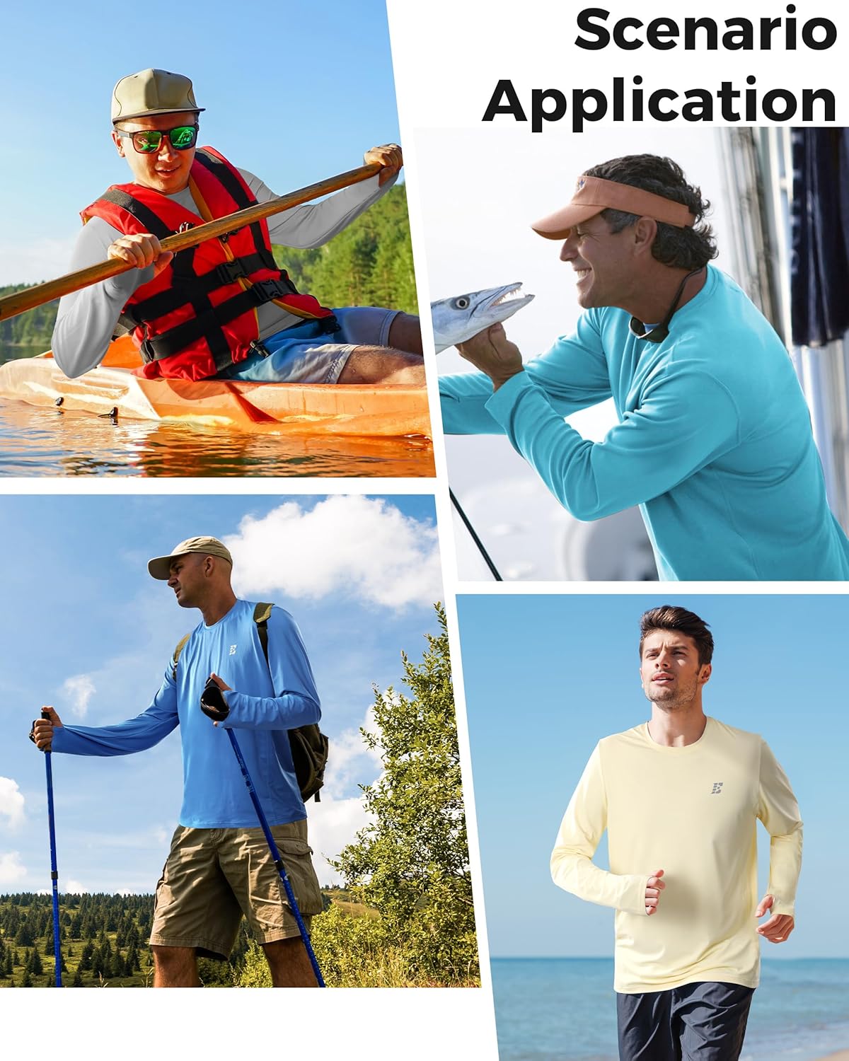 Skiennix Men's UPF 50+ Sun Protection Shirt - UV Long Sleeve Rash Guard for Hiking & Fishing