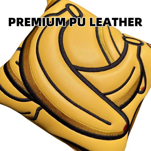 Golf Mallet Putter Head Cover Headcovers Fruit Style Golf Square Mallet Putter Cover with Magnetic Closure - Premium Golf Club Covers Accessories for Men (Dark Banana)