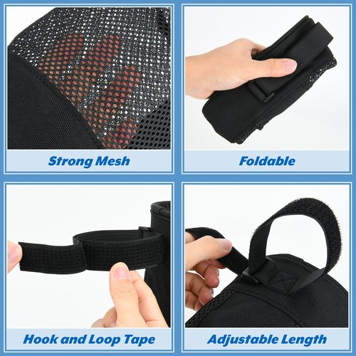 Cosmos Pickleball Ball Holder Adjustable Hanging Bag for PickleBall Nets, Foldable Storage Basket Mesh Net Pouch for Holding 6 Balls