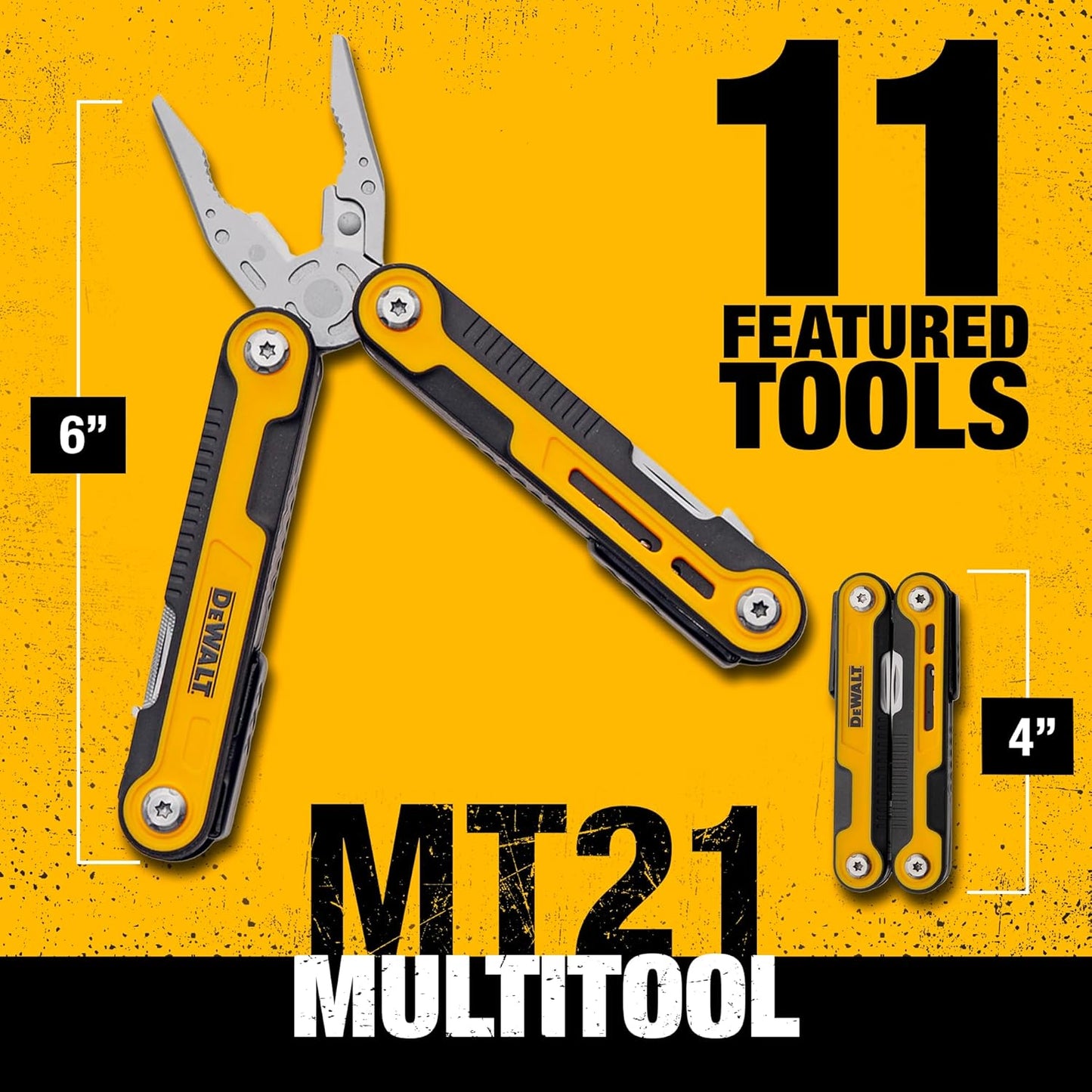 DEWALT 11-in-1 Multitool – Compact Folding Pocket Tool with Knife, Pliers & Screwdrivers for Construction & Trades