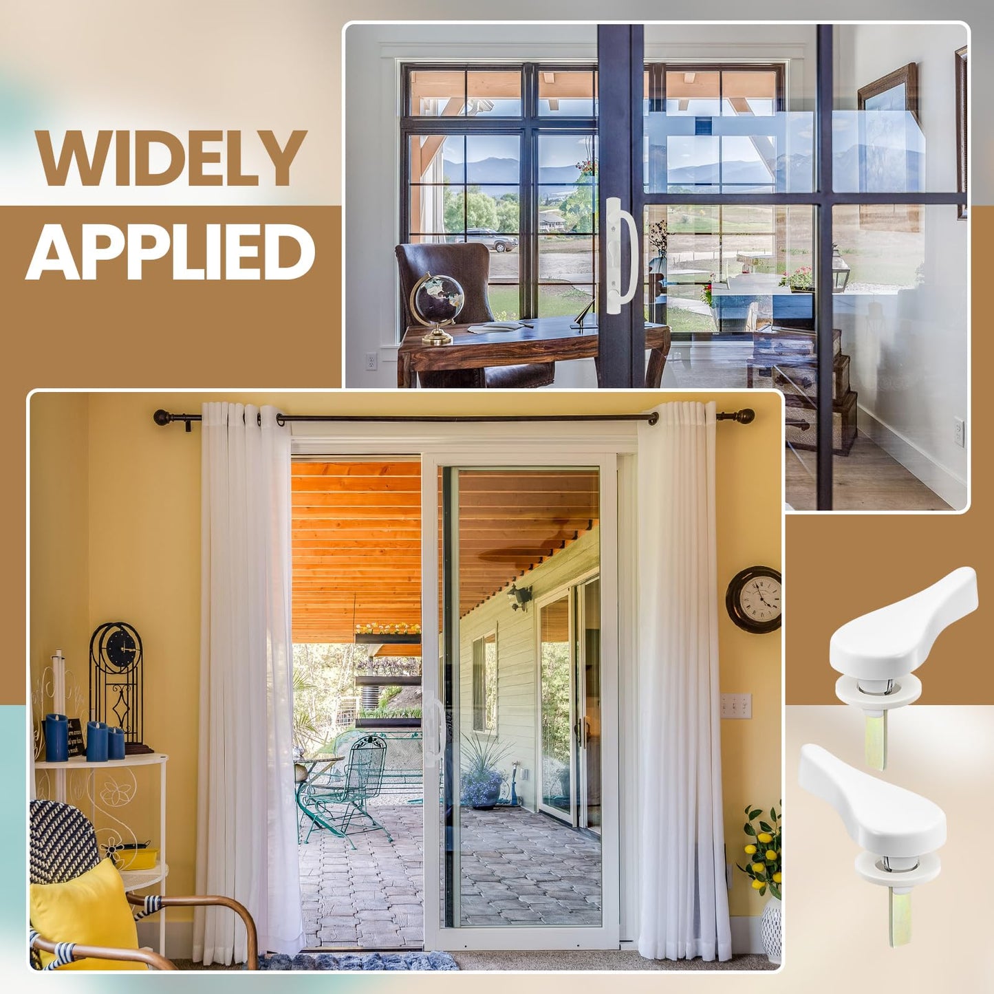 Zonon 2 Sliding Door Latch Lever Spindle White Steel Pin Set for Patio Door Replacement Hardware