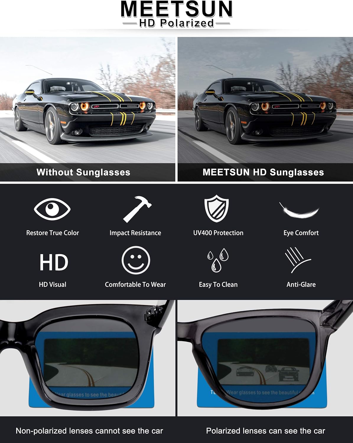 MEETSUN Polarized Sunglasses - Classic Retro Designer Style for Men and Women | UV Protection