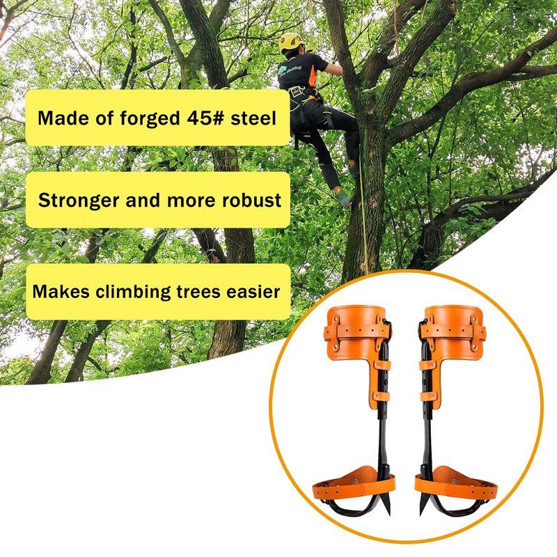 timiland Tree Climbing Spikes Set with Professional Accessories, Adjustable Length Design,Adjustable Climbing Belt and Nylon Umbrella Rope,for Climbing,Picking Fruit and Outdoor Sports(Set D)