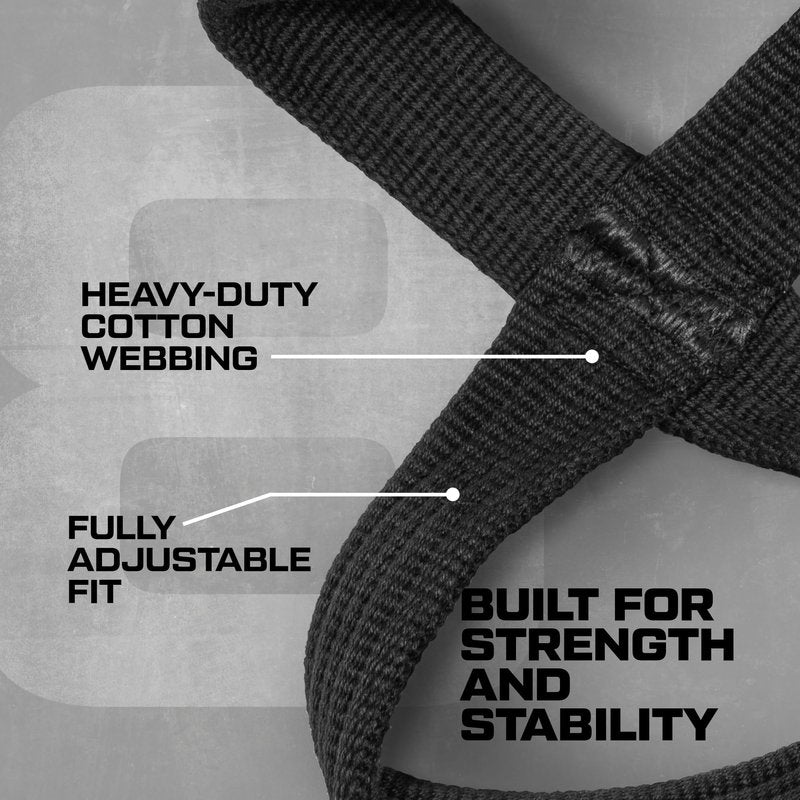 HOSSTILE Figure 8 Lifting Straps (Pair) – Heavy-Duty Cotton Webbing, Non-Slip Design, Adjustable Fit, for Strength Training, Bodybuilding & Weightlifting