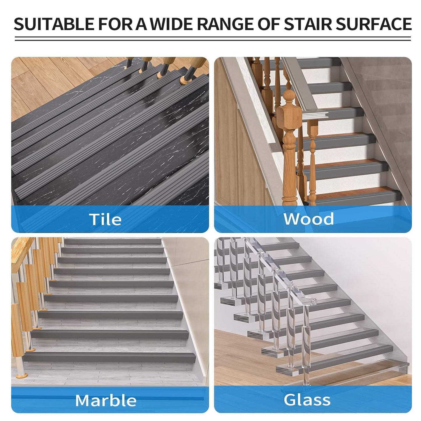 Self-Adhesive Rubber Stair Nosing Trim - 40 FT Black Edge Protector for Indoor & Outdoor Steps