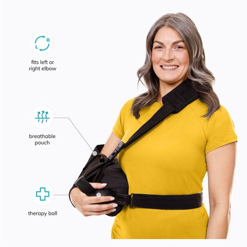 BraceAbility Abduction Shoulder Sling - Rotator Cuff Immobilizer Brace with Padded Relief Support Wedge and Ball for Right or Left Arm Pain From Post-Surgery or Tear Recovery and Subluxation (Medium)