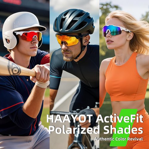 HAAYOT Polarized Sports Sunglasses for Men Women UV Protection Baseball Cycling Running Driving Fishing Glasses Color Spot Red
