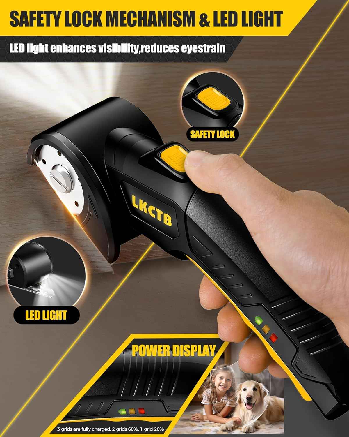 Rechargeable Electric Cardboard Cutter Scissors with LED Light & Tungsten Steel Blade