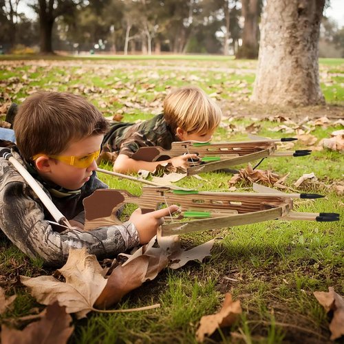Crossbow Toy Set - Handmade Wooden Arrows & Quiver | Archery Prop for Kids' Costume Play, Green