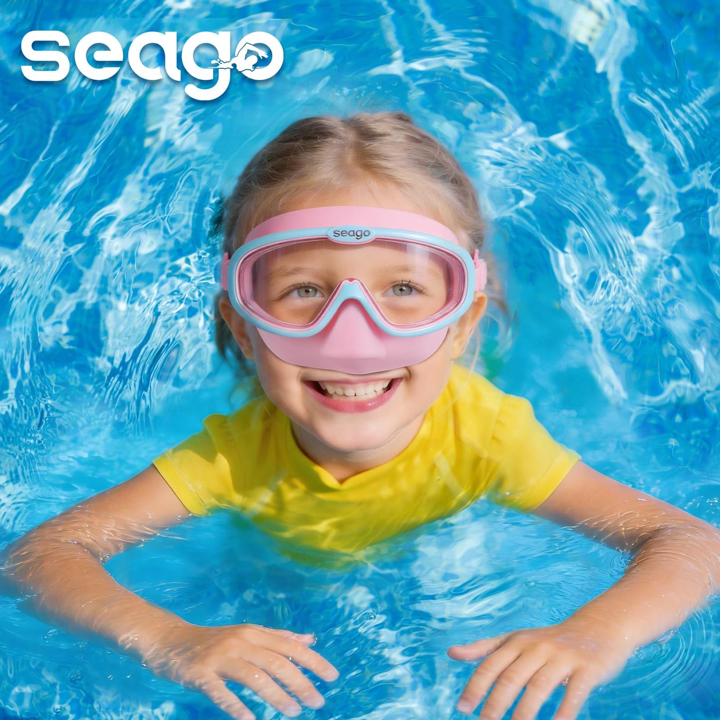 Seago Kids Swim Goggles 4 Pack for 3-12, Anti-Fog UV Protection Clear Wide View No Leaking