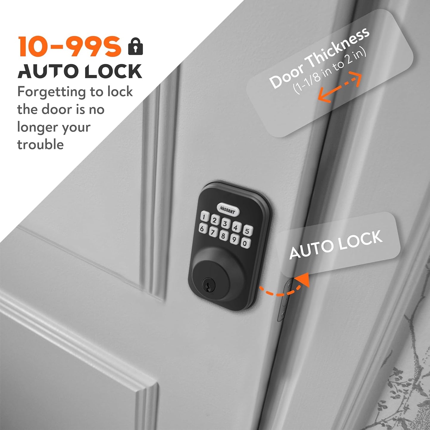 Brushed Nickel Keypad Deadbolt Lock - Electronic Keyless Front Door Auto Lock with Anti-Peeping Code