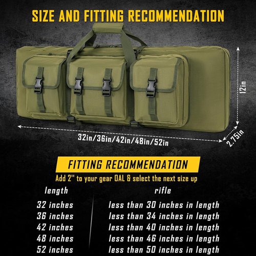 DULCE DOM Double Rifle Case - Soft Gun Bag for Rifles & Pistols | Tactical Storage & Transportation, 32-52 Inch