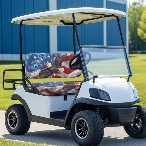 Brosoneto Eagle Golf Cart Seat Covers, American Flag Breathable Golf Cart Seat Blanket Towel, Travel Sports Golf Cart Front Seat Cover for Club Car Golf Cart Accessories