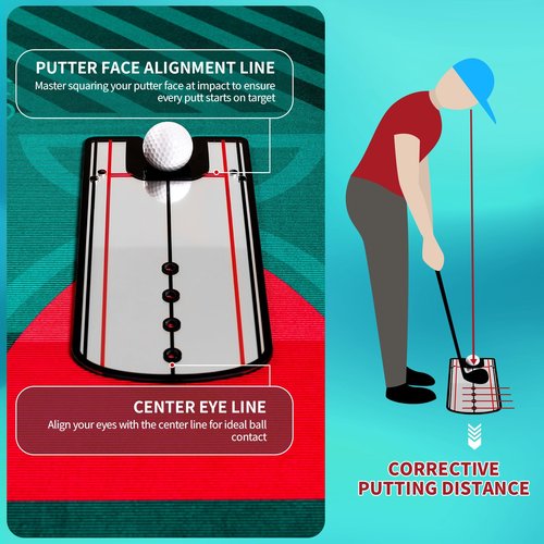 Golf Putting Mat Putting Green Indoor Outdoor Training Aid with Putting Cup Putting Mirror Practice Putting Matt for Backyard Home Office (Putting mat)