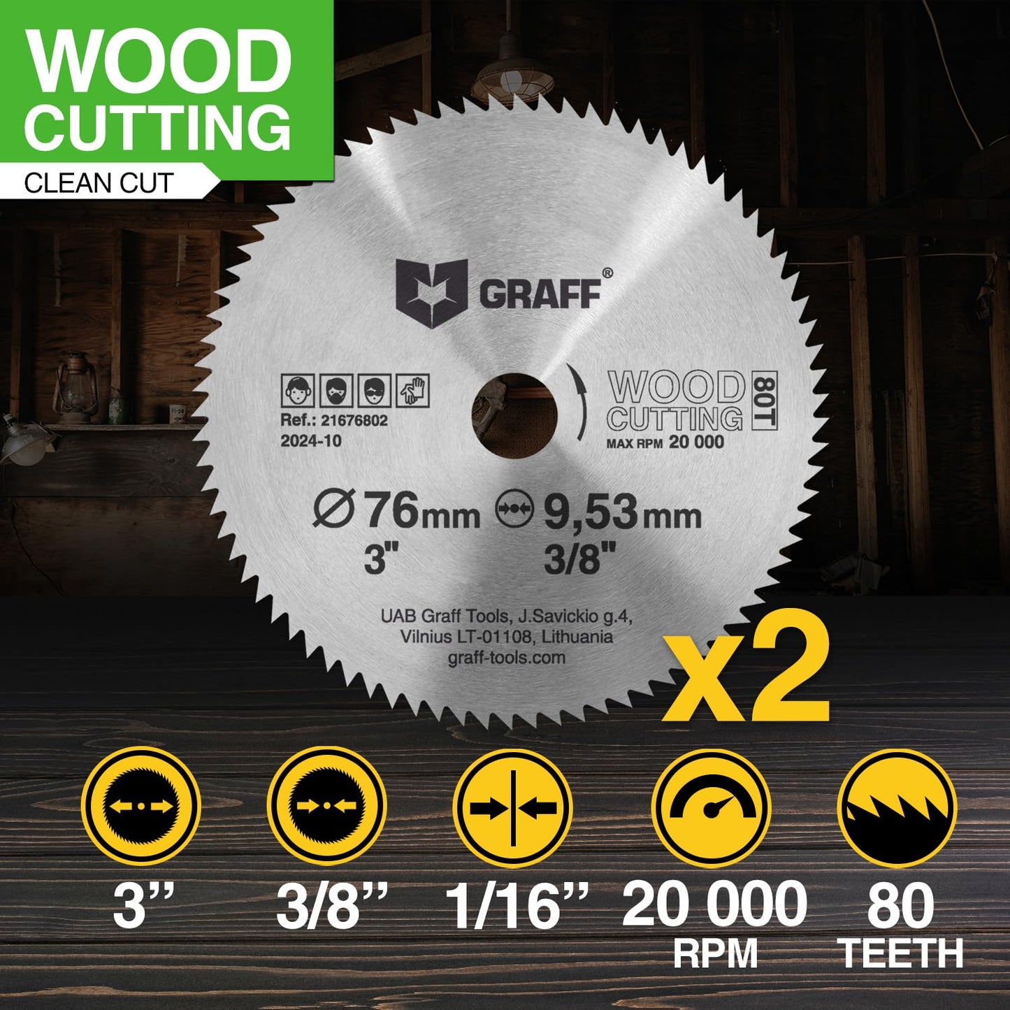 3 Inch Circular Saw Blade for Wood, Plywood, Laminate, Drywall, Plastic – 80T Wood Cutting Circular Saw Blade with 3/8 Inch Arbor from GRAFF
