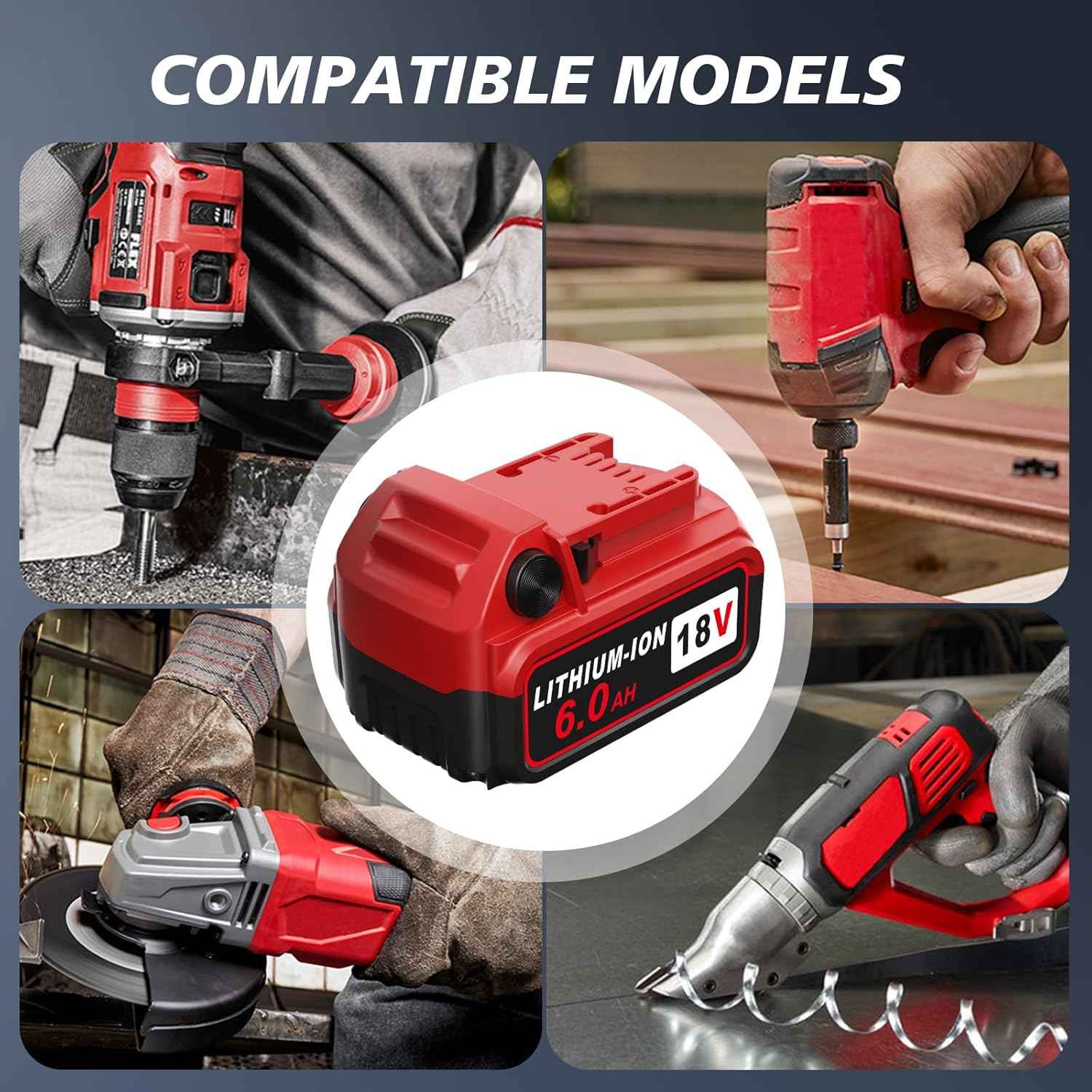 Milwaukee M18 6.0Ah Lithium-ion Battery Replacement (2-Pack) - Compatible with 18V Chargers & Tools