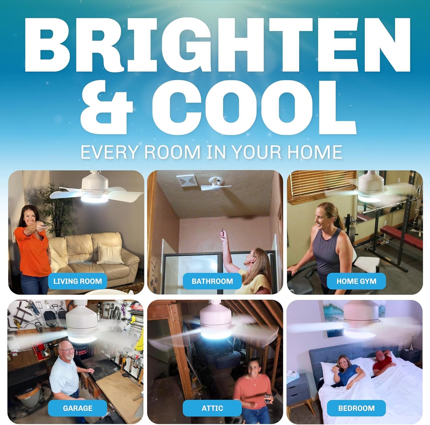 Socket Breeze Ceiling Fan with Light & Remote - Portable 3500K 1000 Lumens E26/E27