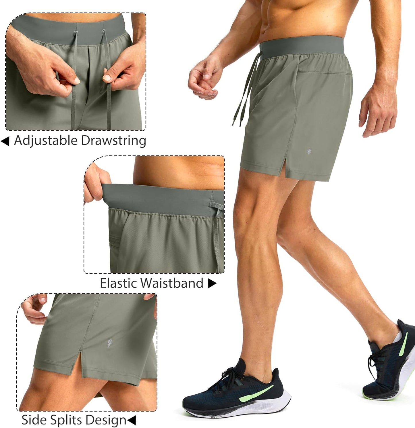 Soothfeel Men's Running Shorts - Lightweight Quick-Dry Athletic Shorts with Zipper Pockets | Available in 9", 7", 5" Sizes