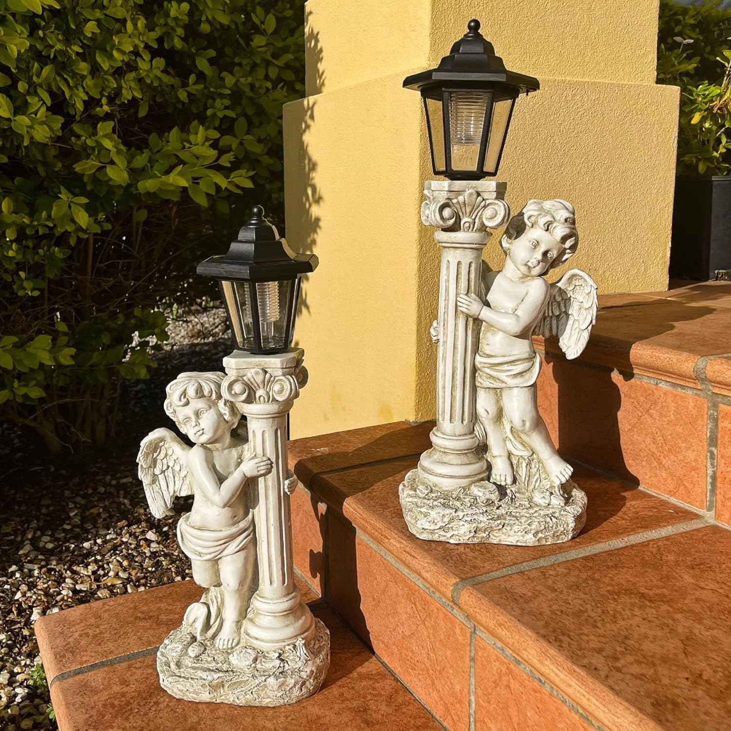 19.7-Inch Solar Angel Statue with Roma Pillar - Outdoor Garden Decor & Christian Gift