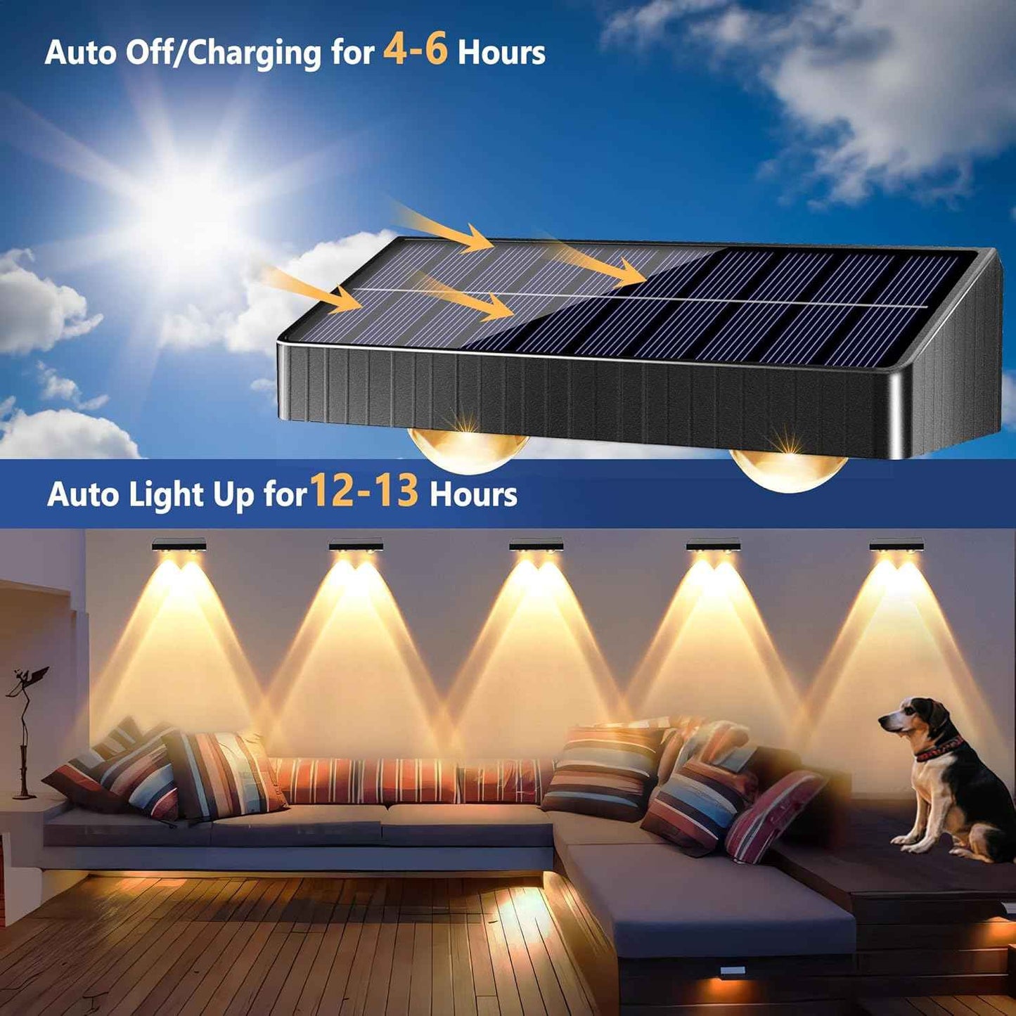 Brizled 12-Pack Solar Fence Lights – RGB & White Color-Changing Outdoor Wall Lights, IP65 Waterproof for Decks & Stairs
