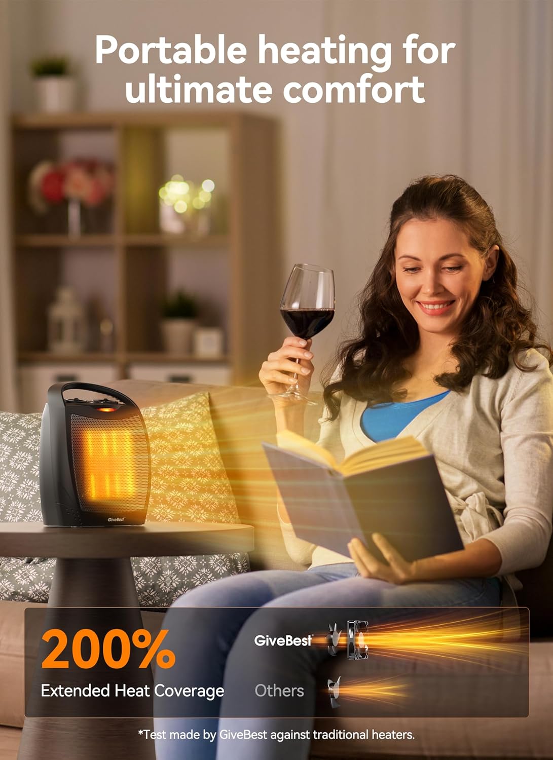 1500W Electric Space Heater with Remote - Portable PTC Ceramic Heater for Home & Office