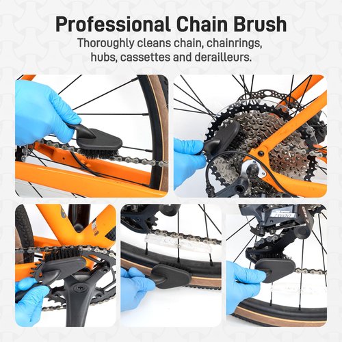 HENMI Bike Cleaning Kit and Chain Oil Lubricant with Bicycle Degreaser 500ML,Bike Chain Lube 100ML,Cleaner Brush Tool,Rear Cogs,Chainrings,Suitable for All Types