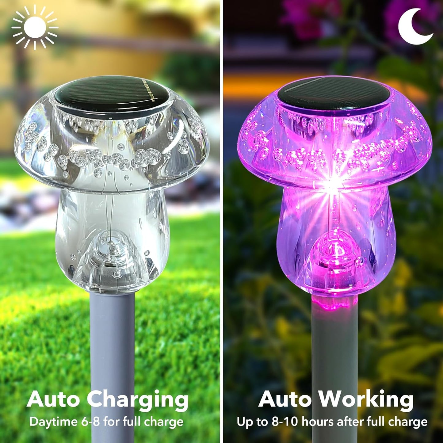 16 Pack Solar Powered Mushroom Lights - Waterproof LED Garden Pathway Lighting for Yard & Landscape Decor (Purple)