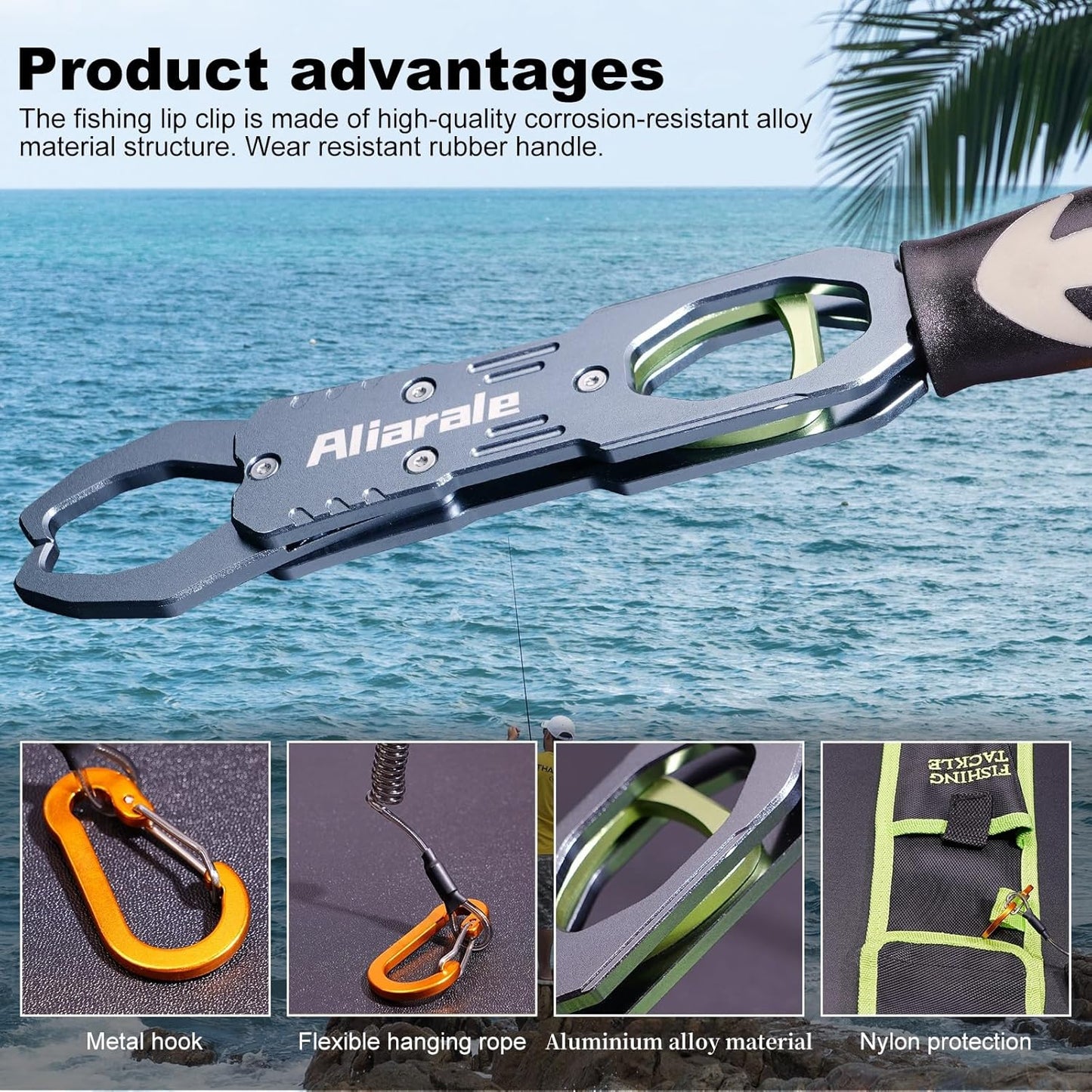 Skiennix Fish Lip Gripper - Professional 40 lb Fish Holder with Weight Scale & 360° Rotation