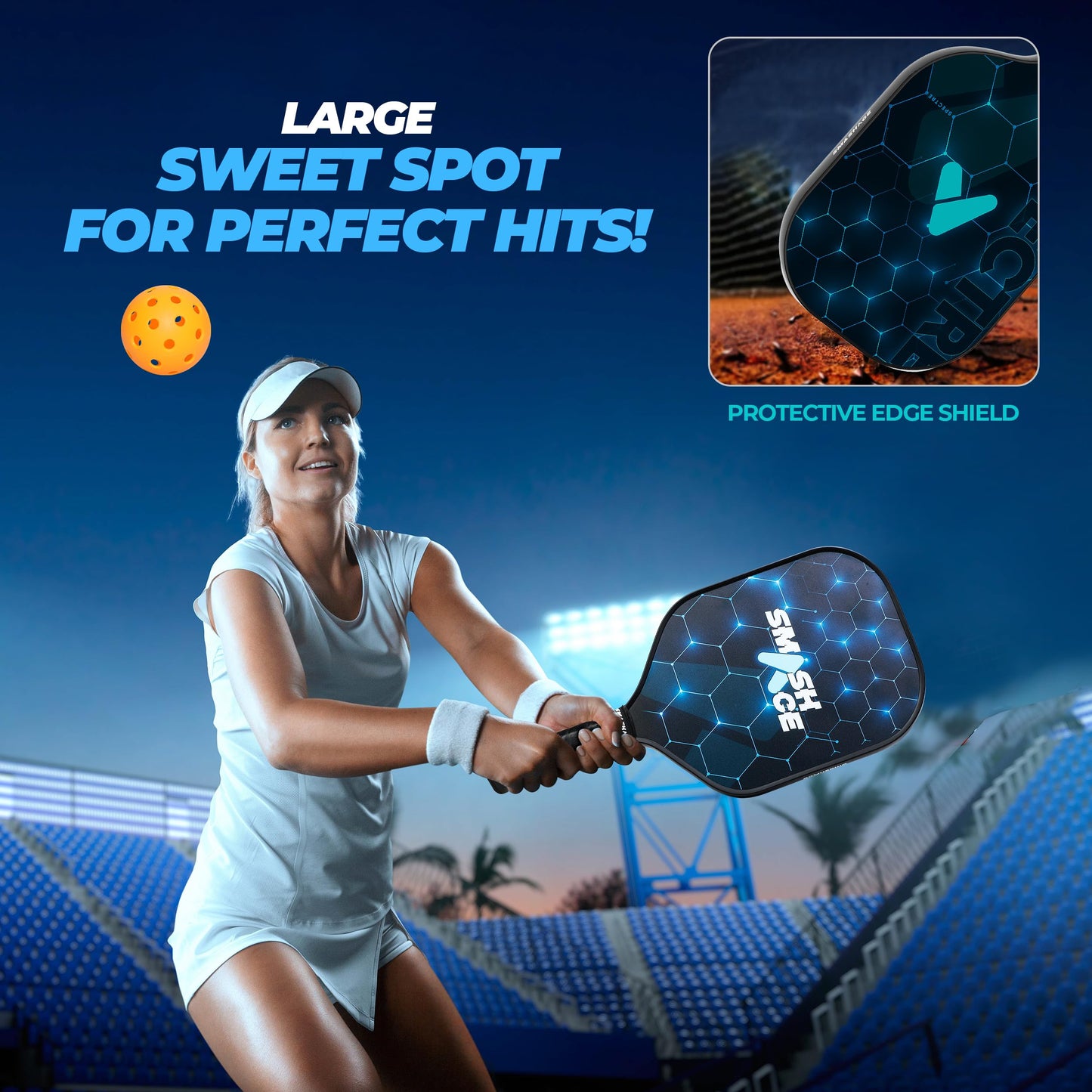 USAPA Approved SmashAce Pickleball Paddles Set Fiberglass Pickle Ball Set Includs Paddles, Balls, Cooling Towels & Portable Carry Bag Perfect Pickleball for Men & Women (Pack of 4 Blue)