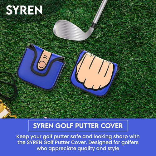 Middle Finger Golf Putter Head Covers - Premium Club Protector with Magnetic Closure | Funny Men's Golf Accessories (Blue)