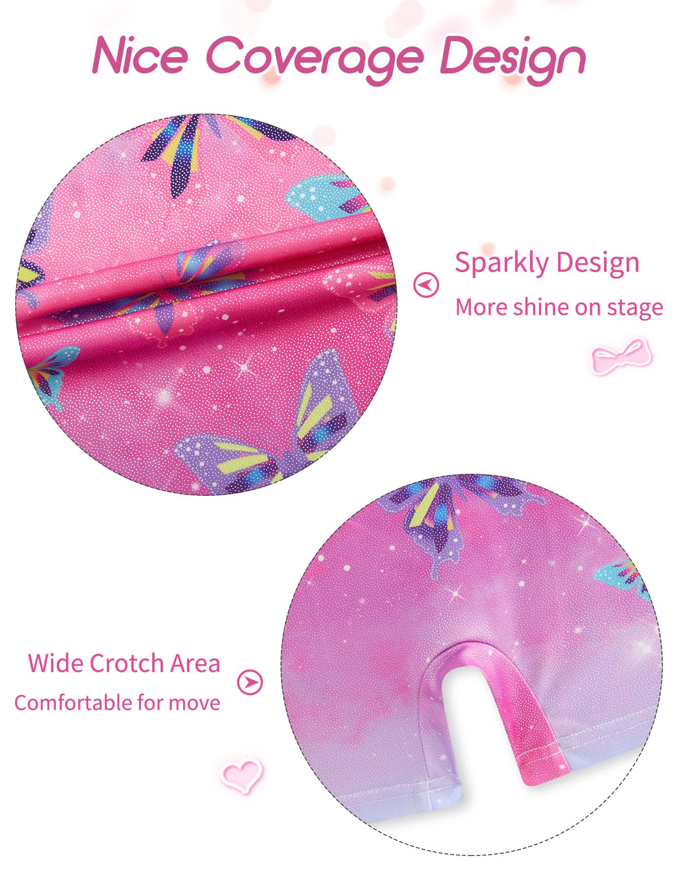 TUONROAD Gymnastics Leotards for Girls Pink Butterflies Biketard Size 7-8 Years Old 7/8 Kids