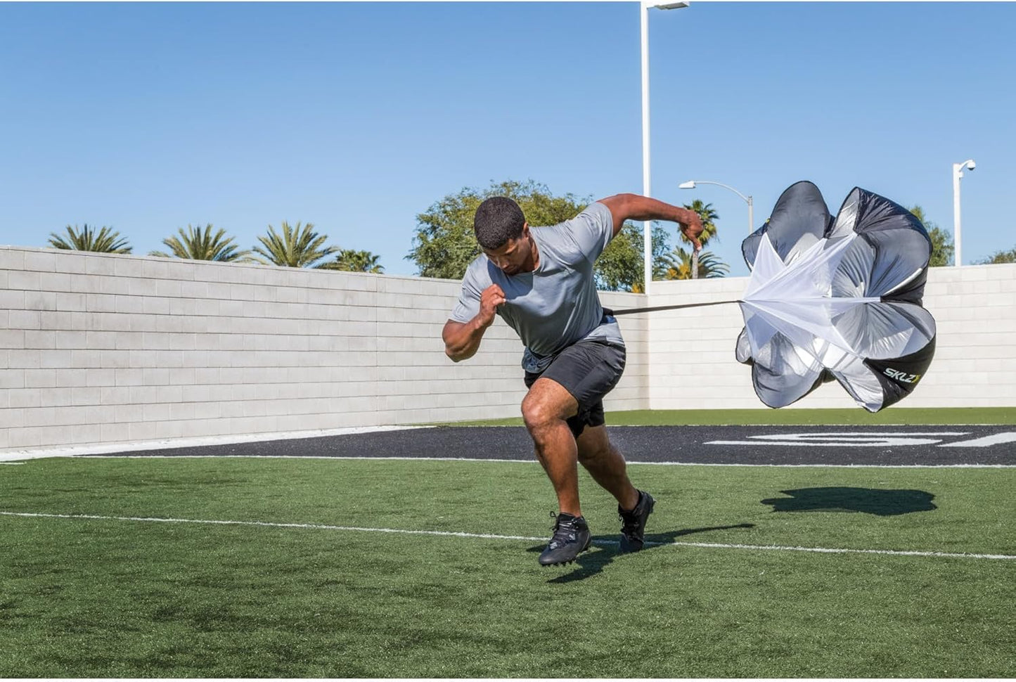 SKLZ Speed Chute - Resistance Parachute for Enhanced Speed & Acceleration Training | Grey/Black, 54-Inch