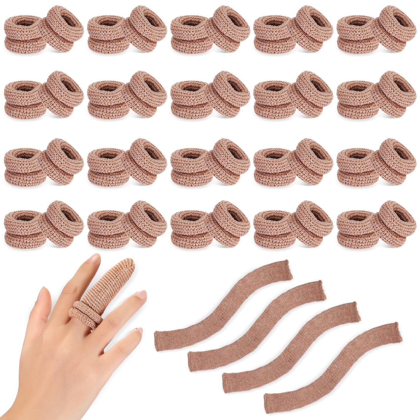 Nuanchu 40 Pcs Finger Bandage Finger Cots Protectors Tubular Breathable Bandage for Wound Care Cotton Fingertips Covers Disposable Cots for Thumb Sprains Gardening Fitness (Nude Color,12.6 Inch)