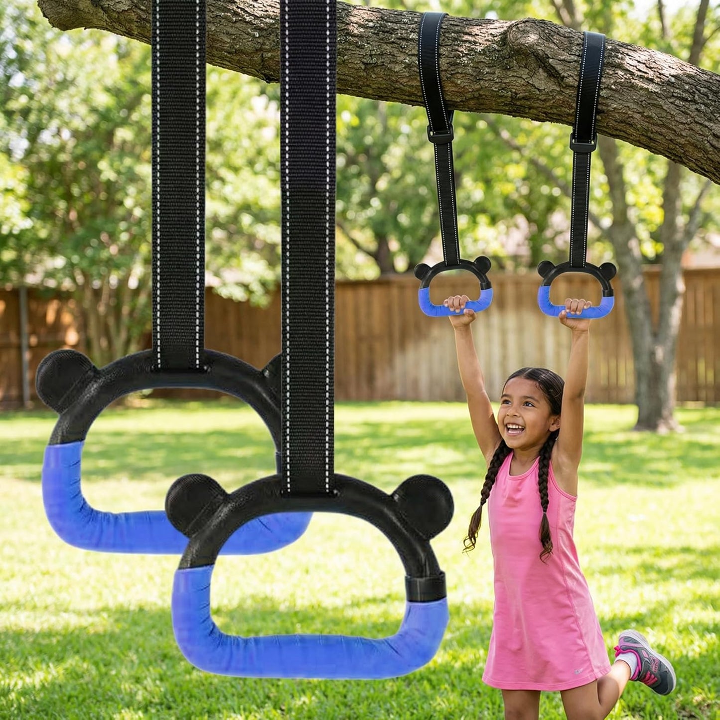 Skiennix Kids Gymnastics Rings - Adjustable Strap Strength Training for Home Fitness | Durable & Safe